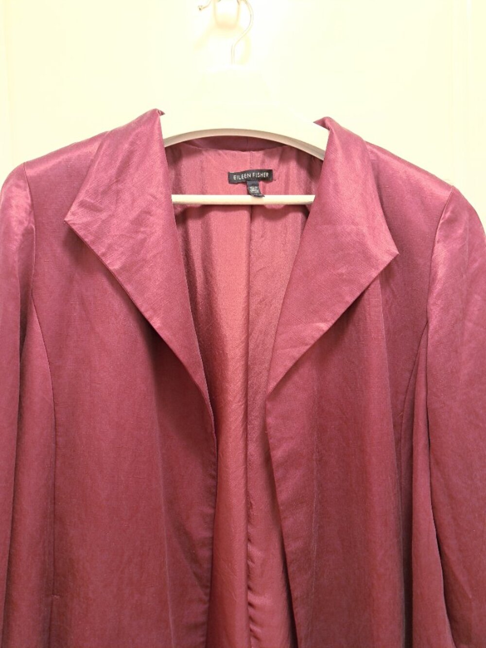 Eileen Fisher Linen Silk Blend Shimmer Open Front Jacket Size XL - Picture 2 of 10